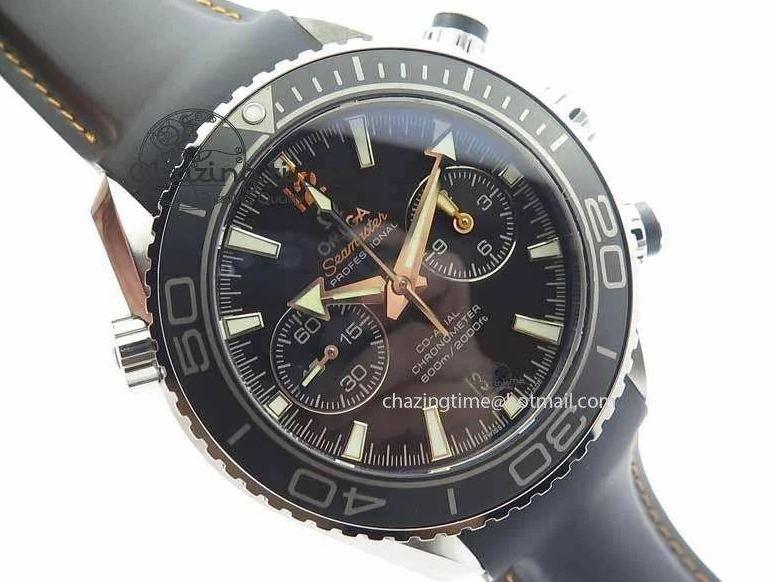 0131 Planet Ocean Master Chrono 45mm SS OM 1:1 Best Edition Black Dial Orange 12 On Rubber Strap A Durable 8169